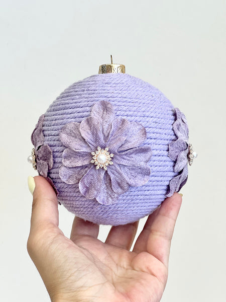 Handmade Yarn Christmas Ball Ornaments: Rustic Holiday Decor, Set of 4