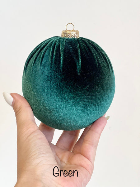 Handmade Moss Green Velvet Christmas Ball Ornament