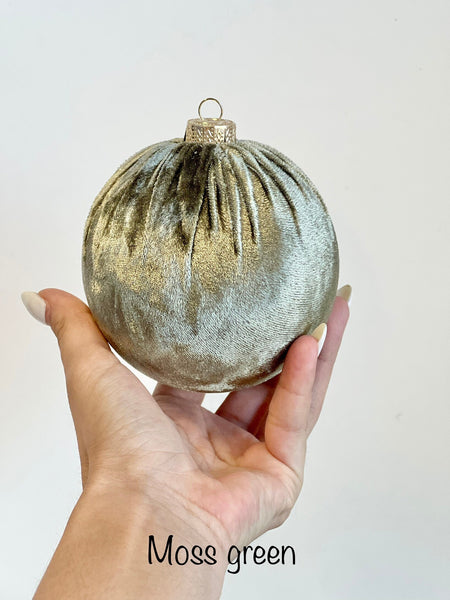 Handmade Moss Green Velvet Christmas Ball Ornament
