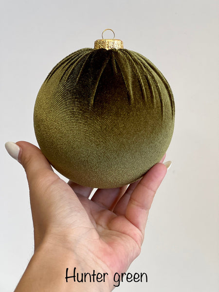 Handmade Emerald Green Velvet Christmas Ball Ornament