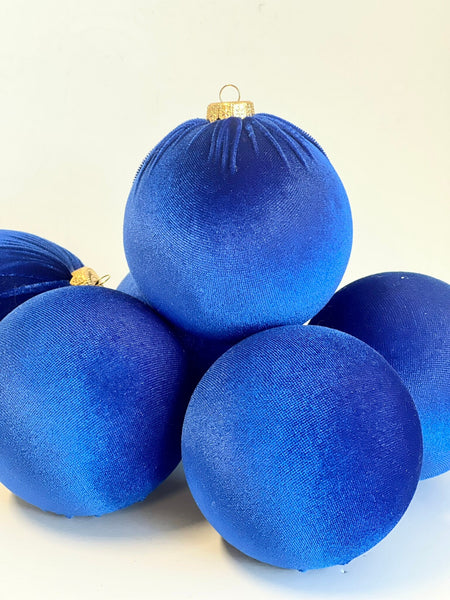 Handmade Royal Blue Velvet Christmas Ball Ornament
