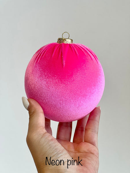 Handmade Neon Pink Velvet Christmas Ornament