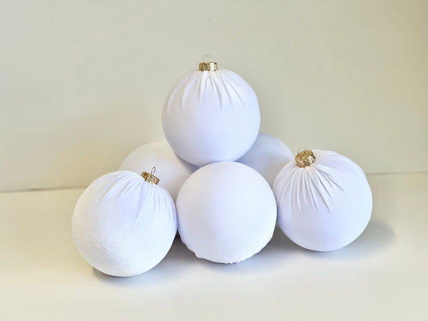 White Velvet Christmas Ball Ornament: Custom Holiday Decor