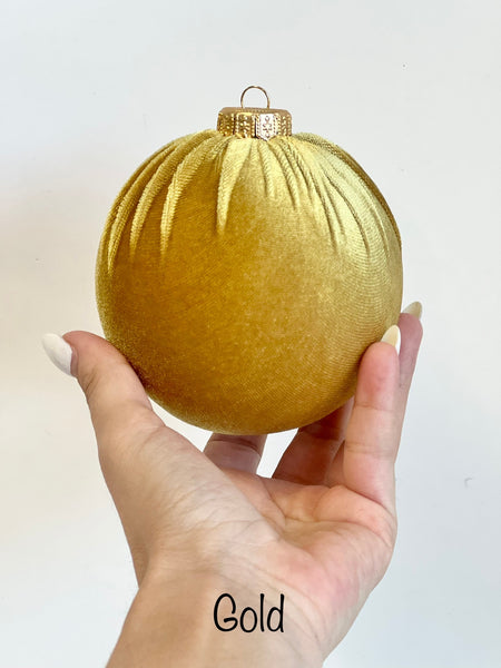 Handmade Mustard Velvet Christmas Ball Ornament