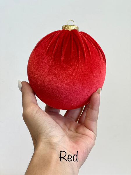 Burgundy Velvet Christmas Ornament, Handmade Red Christmas Ball, Custom Size Holiday Tree Decor, Luxury Velvet Bauble