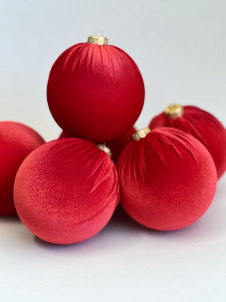 Handmade Red Velvet Christmas Ball Ornament
