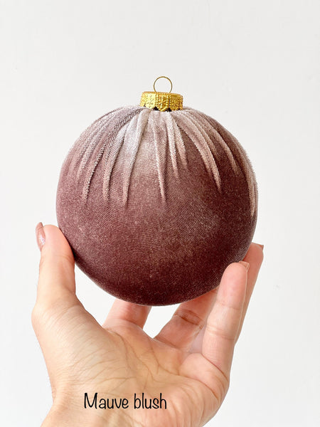Handmade Velvet Christmas Ball Ornament - Heavenly Pink