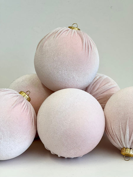 Handmade Velvet Christmas Ball Ornament - Heavenly Pink
