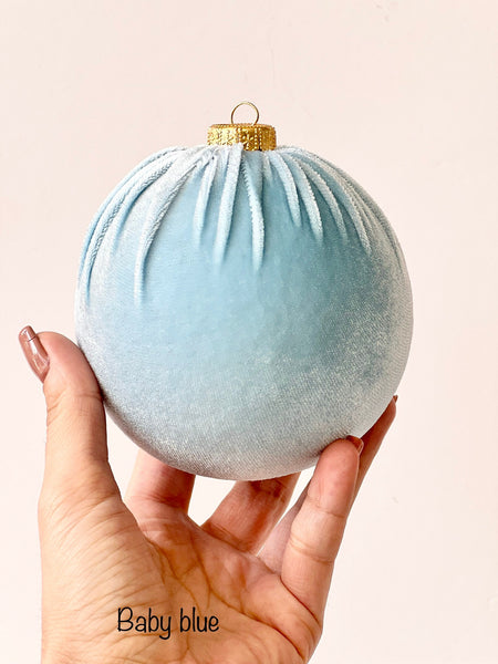 Handmade Gray Velvet Christmas Ball Ornament