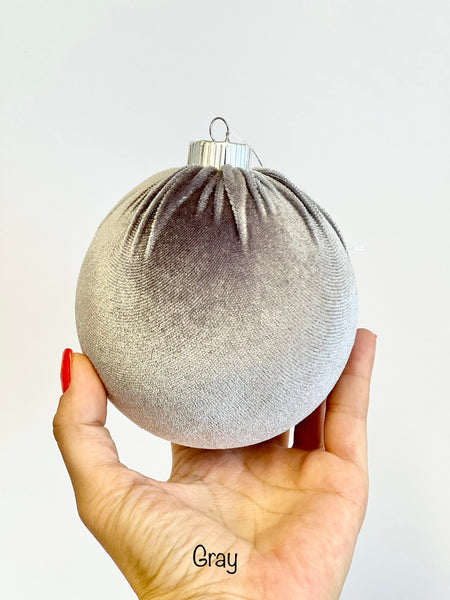 Baby Blue Velvet Christmas Ornament, Handmade Light Blue Christmas Ball, Custom Size Holiday Tree Decor, Luxury Bauble