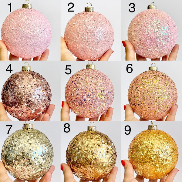 Handmade Glitter Christmas Ornament: Large Tree Ball Decor