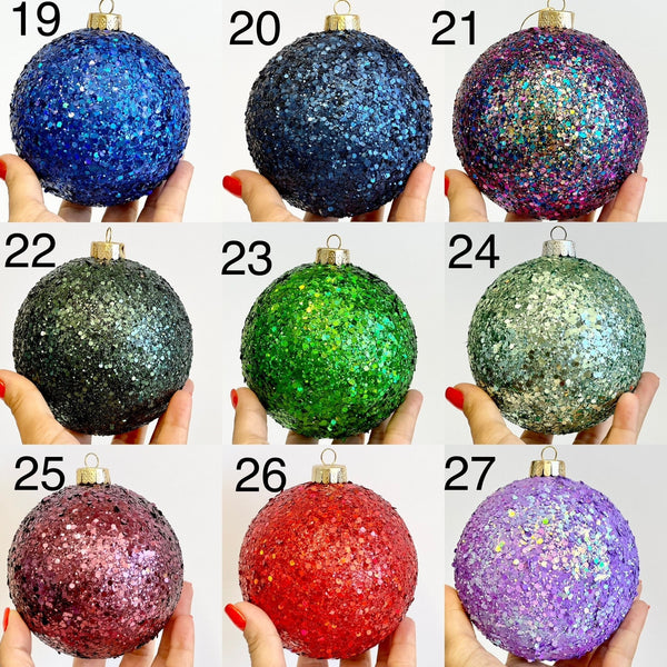 Handmade Glitter Christmas Ornament: Large Tree Ball Decor