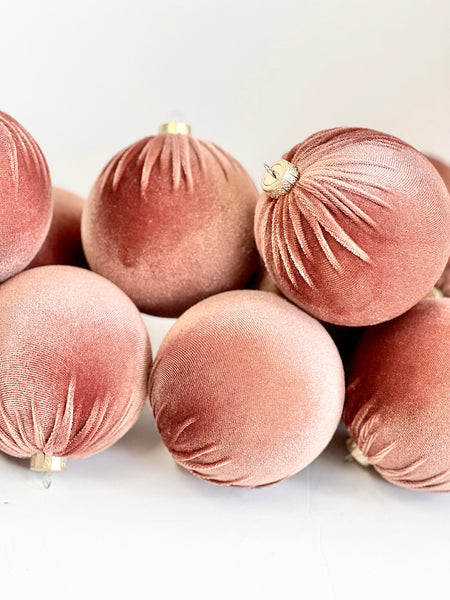 Terracotta Velvet Christmas Balls: Handmade Tree Ornaments, Set of 6