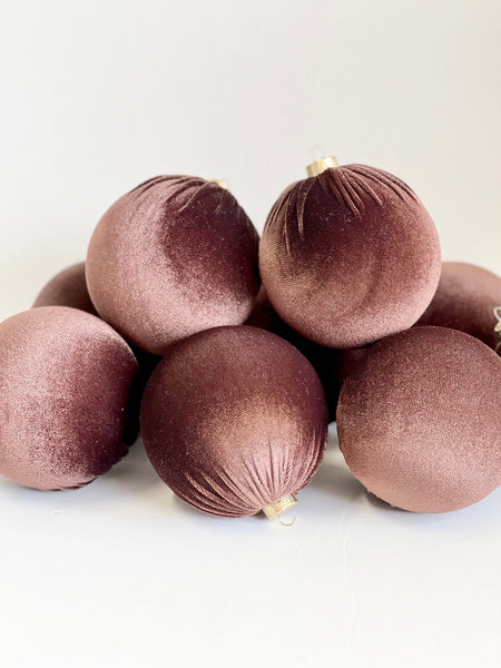 Brown Velvet Christmas Balls: Handmade Tree Ornaments, Set of 6