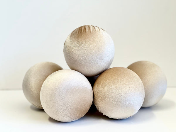 Tan Velvet Christmas Balls: Handmade Holiday Ornaments, Set of 6