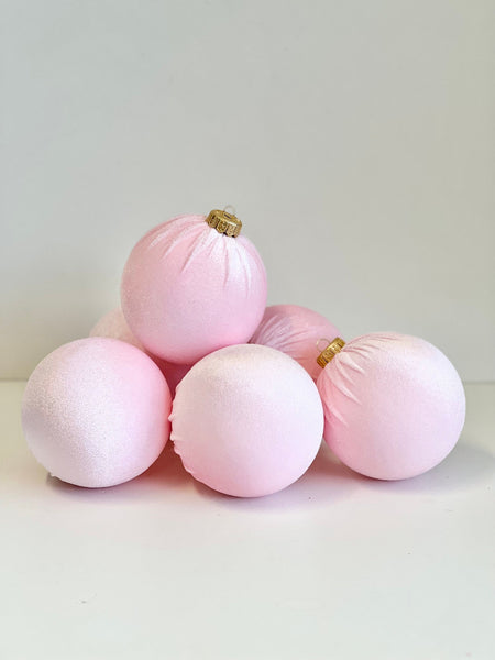 Handmade Baby Pink Velvet Christmas Ornaments (Set of 6)