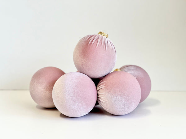 Handmade Velvet Christmas Ball Ornaments: Foxy Pink Set of 6