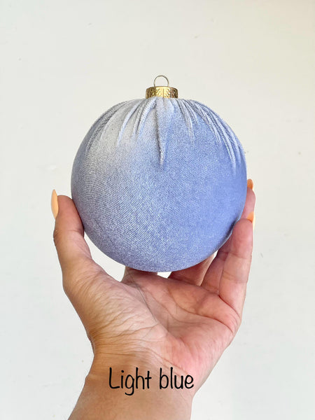 Handmade Air Force Blue Velvet Christmas Ball Ornament