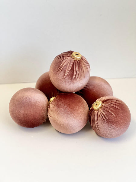 Terracotta Velvet Christmas Balls: Handmade Tree Ornaments, Set of 6