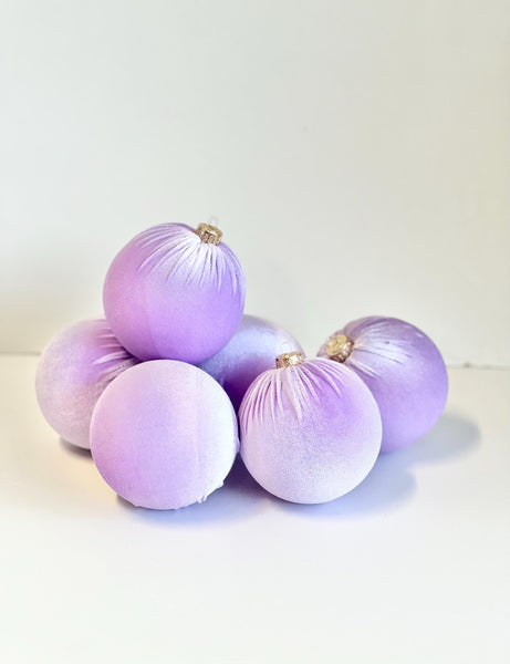 Lavender Velvet Christmas Balls: Handmade Holiday Ornaments, Set of 6