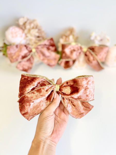 Rosewood Velvet Christmas Bow, Optional Crystal Brooch, Tree Ornament, Hair Bow and Wreath Decor