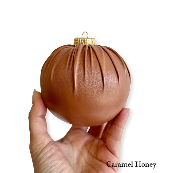 Faux Leather Christmas Ball Ornament: Rustic Holiday Decor