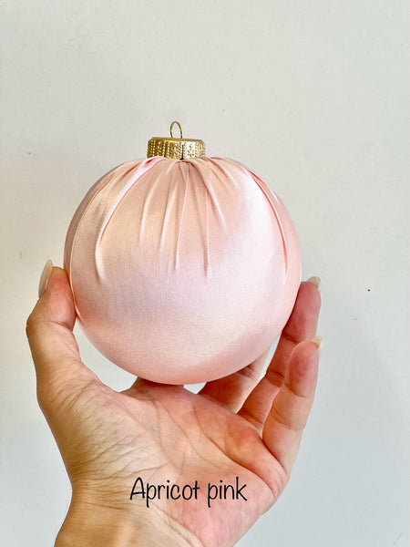 Handmade Satin Christmas Ball Ornament: Apricot Pink Holiday Decor