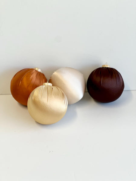 Handmade Satin Christmas Ball Ornament: Brown Holiday Decor