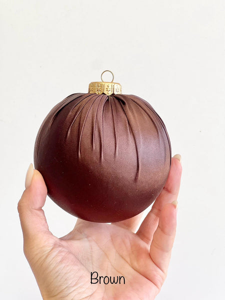 Handmade Satin Christmas Ball Ornament: Brown Holiday Decor