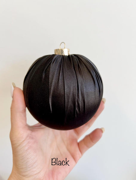 Handmade Gray Satin Christmas Ornament: Rustic Holiday Ball