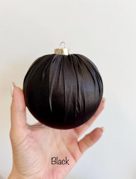 Handmade Off White Satin Christmas Ball Ornament