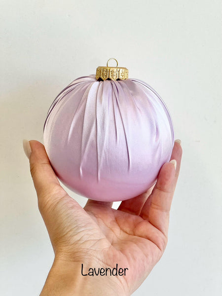 Handmade Satin Christmas Ball Ornament: Green Holiday Decor