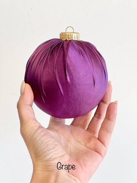 Handmade Burgundy Satin Christmas Ball Ornament