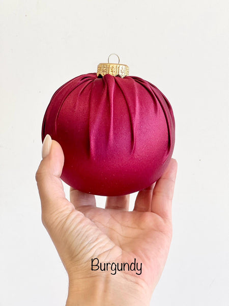 Handmade Navy Blue Satin Christmas Ball Ornament