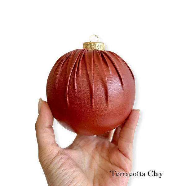 Faux Leather Christmas Ball Ornament: Rustic Holiday Decor