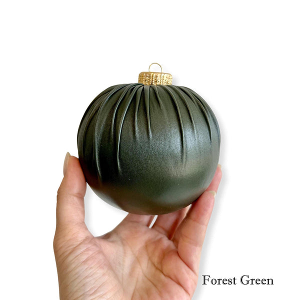 Handmade Forest Green Faux Leather Christmas Ball Ornament