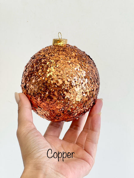 Glitter Christmas Ball: Brown & Gold Ornament, Custom Holiday Decor