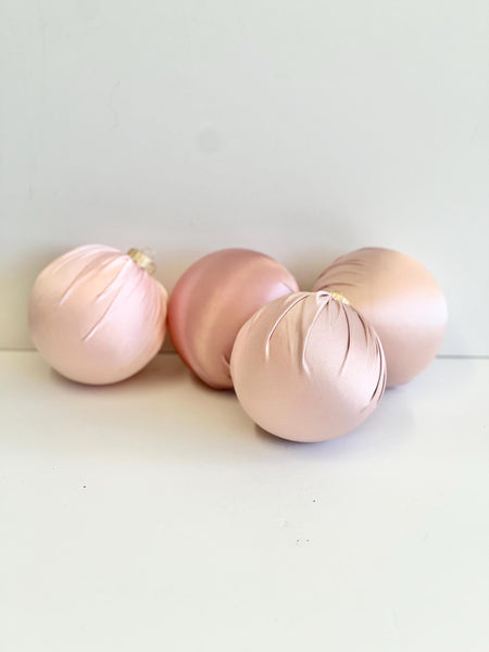 Handmade Satin Christmas Ball Ornament: Dusty Pink Silk Decoration