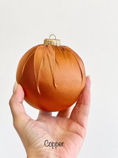 Handmade Satin Christmas Ball Ornament: Brown Holiday Decor