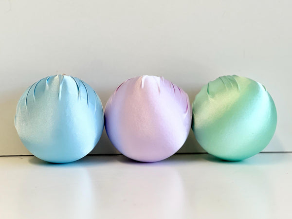 Handmade Light Blue Satin Christmas Ball Ornament