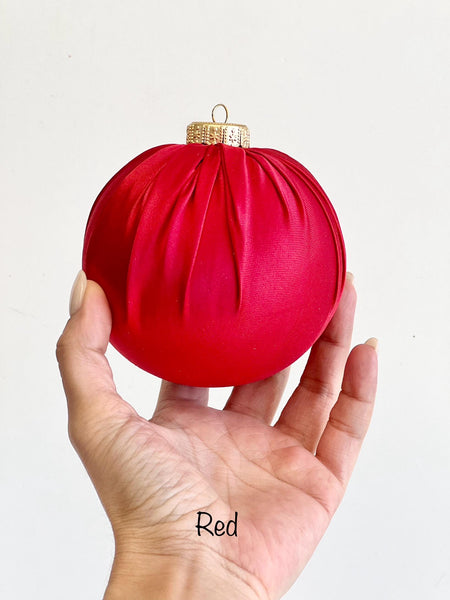 Handmade Navy Blue Satin Christmas Ball Ornament
