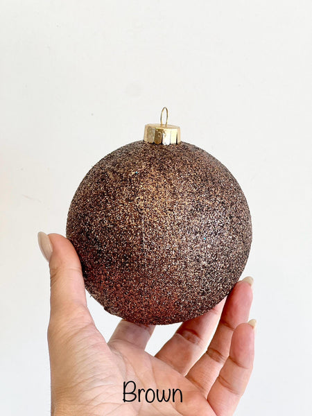 Glitter Christmas Ball: Brown & Gold Ornament, Custom Holiday Decor