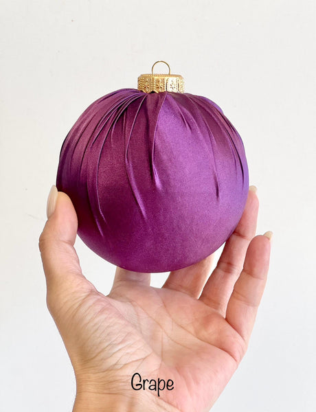 Handmade Satin Christmas Ball Ornament: Plum Holiday Decor