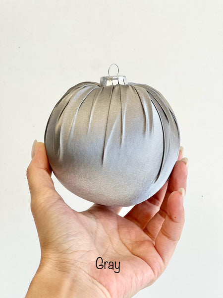 Handmade Gray Satin Christmas Ornament: Rustic Holiday Ball