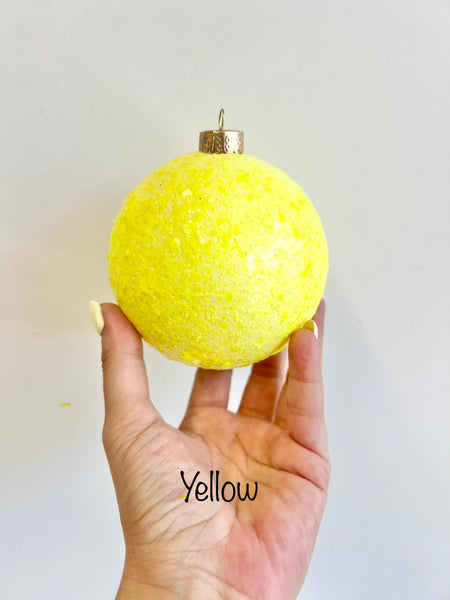 Yellow Glitter Christmas Ball Ornament