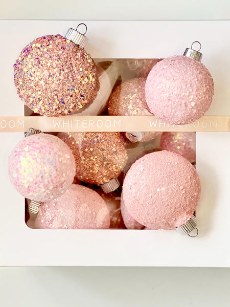 16 pcs Christmas Ornament, Christmas Bulbs, Pink Christmas Decorations, Christmas Gift, Custom Christmas Balls, Handmade Bulbs, Gift Set