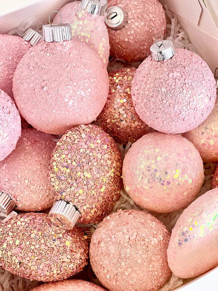 16 pcs Christmas Ornament, Christmas Bulbs, Pink Christmas Decorations, Christmas Gift, Custom Christmas Balls, Handmade Bulbs, Gift Set