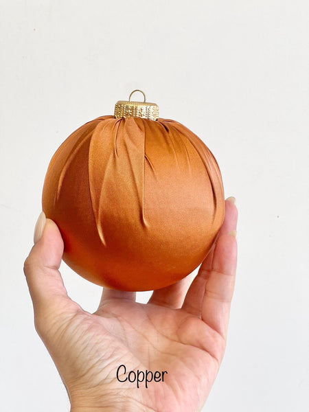 Handmade Satin Christmas Ball Ornament: Copper Holiday Decor
