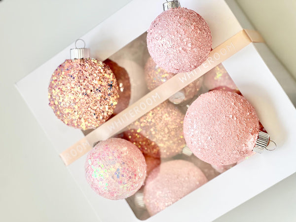 16 pcs Christmas Ornament, Christmas Bulbs, Pink Christmas Decorations, Christmas Gift, Custom Christmas Balls, Handmade Bulbs, Gift Set