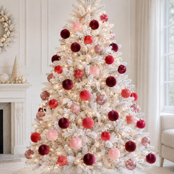 Red Velvet & Glitter Christmas Balls: Handmade Holiday Decor (Set of 12)